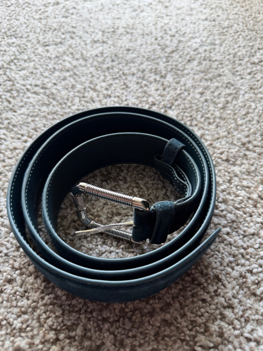Stefano Ricci Suede Leather Belt Teal Blue 120